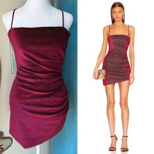 Michael Costello x Revolve Terina Mini Dress in Burgundy